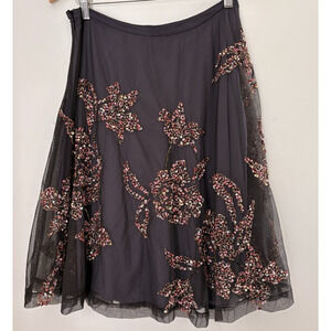 FRENCH CONNECTION Skirt Size 6 Floral Sequin Embellished Dark Fairy Whimsygoth